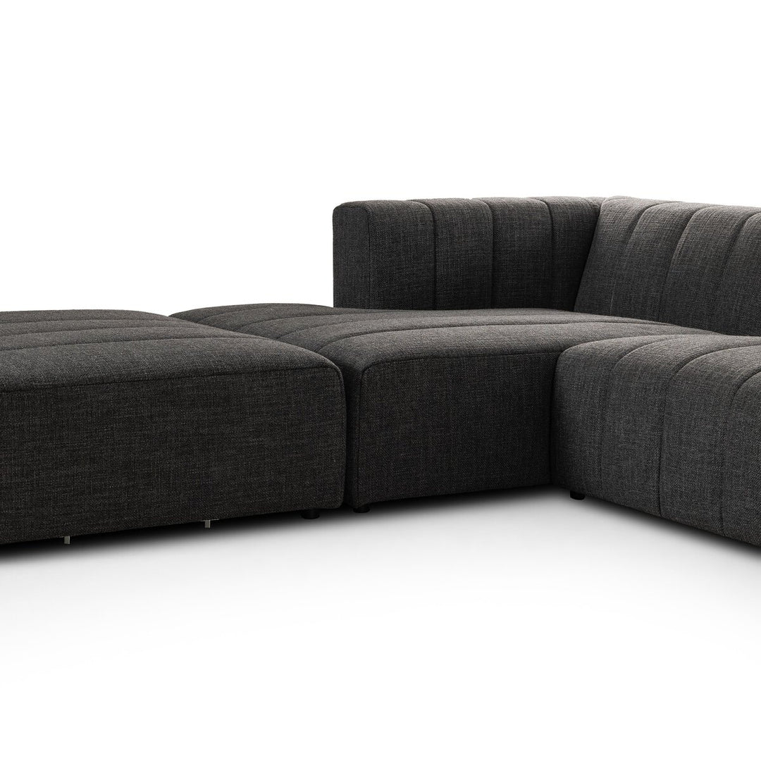 Ashford Channeled 4-Piece Sectional - Left Chaise W/ Ottoman - Saxon Charcoal