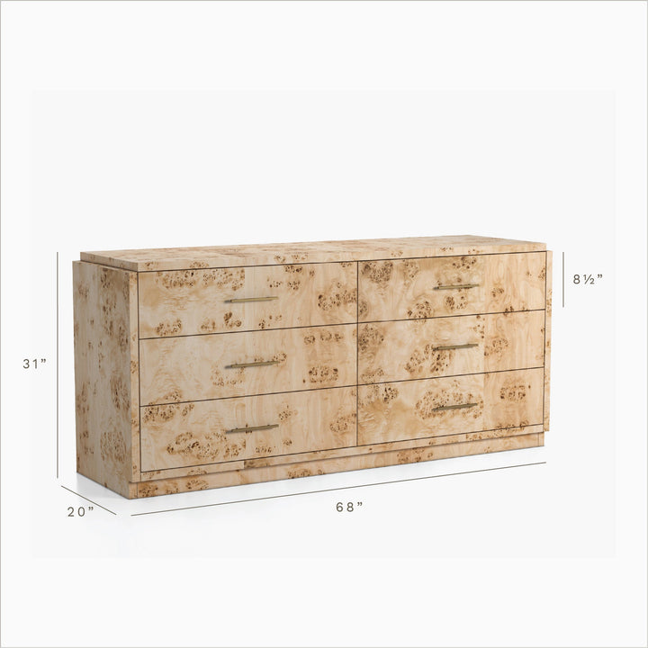 Co.House Wesley 6-Drawer Burl Dresser