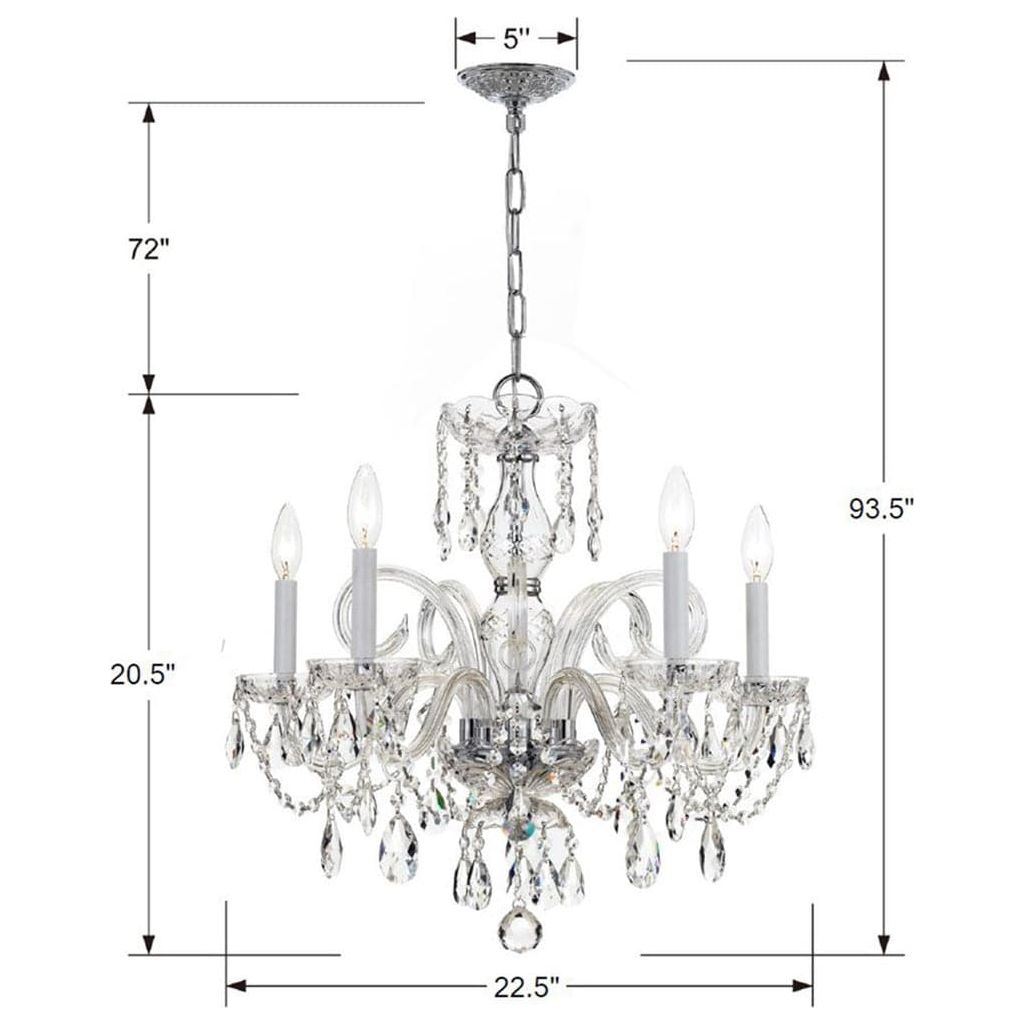 Traditional Crystal 5 Light Hand Cut Crystal Polished Chrome Chandelier-Crystorama Lighting Company-CRYSTO-1005-CH-CL-MWP-Chandeliers-3-France and Son