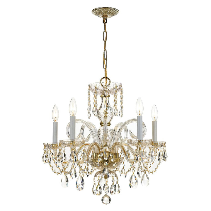 Traditional Crystal 5 Light Hand Cut Crystal Polished Brass Chandelier-Crystorama Lighting Company-CRYSTO-1005-PB-CL-MWP-Chandeliers-1-France and Son