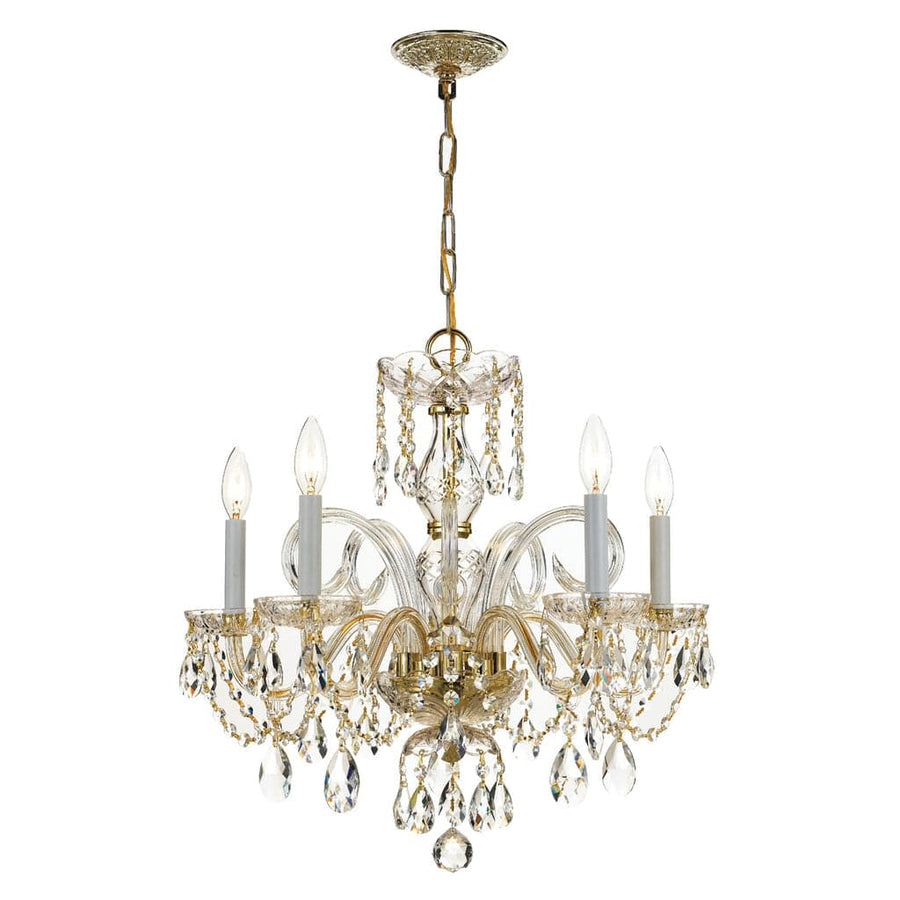 Traditional Crystal 5 Light Hand Cut Crystal Polished Brass Chandelier-Crystorama Lighting Company-CRYSTO-1005-PB-CL-MWP-Chandeliers-1-France and Son