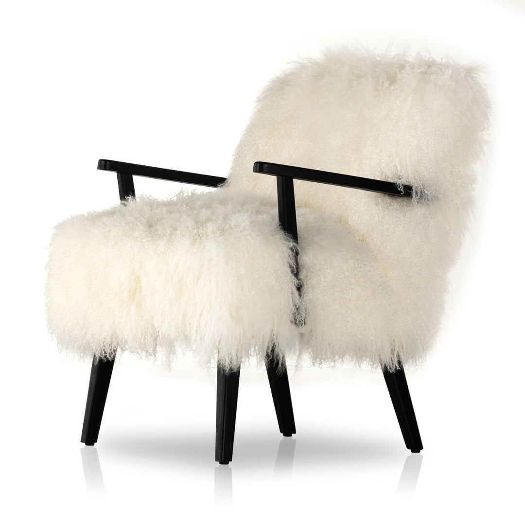 Oakley Armchair - Drifted Matte Black - Mongolia Cream Fur