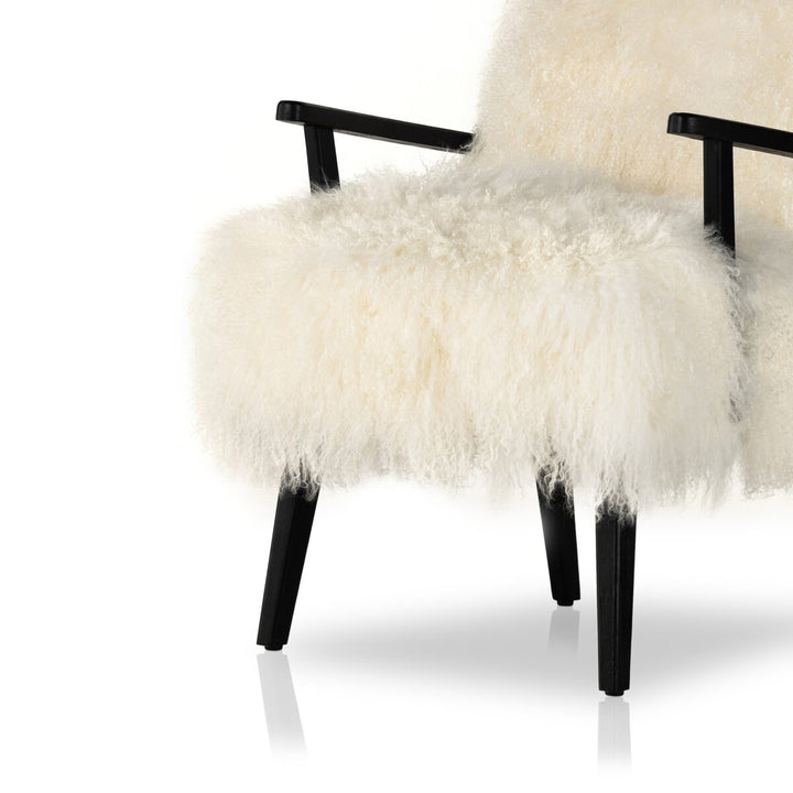 Oakley Armchair - Drifted Matte Black - Mongolia Cream Fur