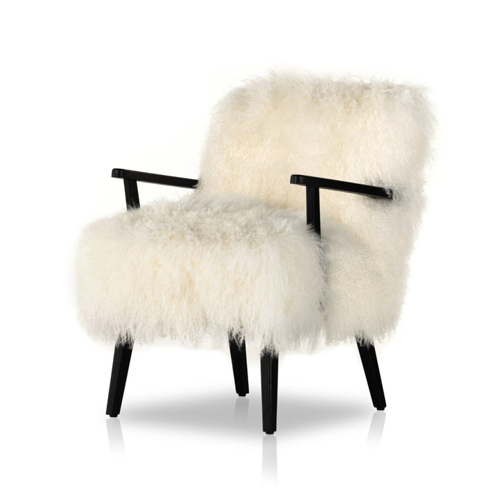 Oakley Armchair - Drifted Matte Black - Mongolia Cream Fur