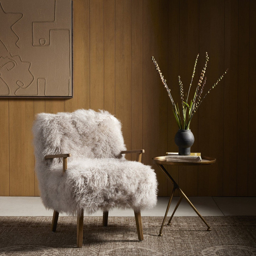 Ashton Armchair - Taupe Mongolian Fur