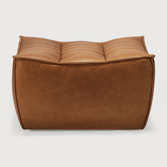 N701 Footstool - Old Saddle - aniline leather view