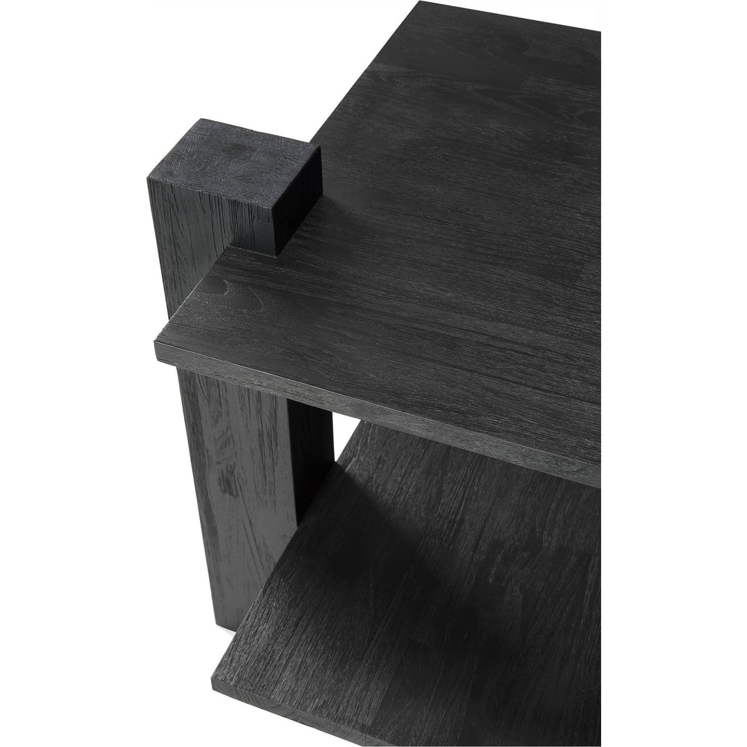 Teak Abstract Side Table - Black