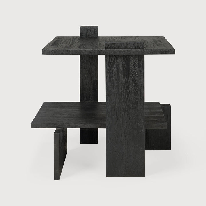 Teak Abstract Side Table - Black