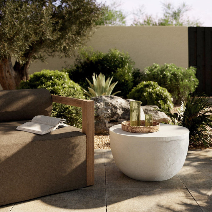 Basilia Outdoor End Table - Matte White Cast Aluminum