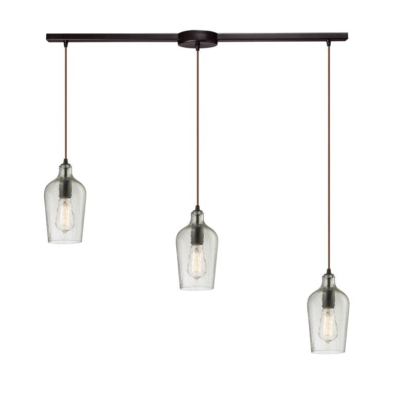 Hammered Glass 36'' Wide 3-Light Pendant - Oil Rubbed Bronze with Clear-Elk Home-ELK-10331/3L-CLR-Pendants-1-France and Son