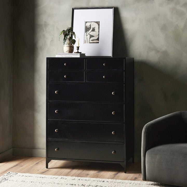 Bennett 8 Drawer Tall Dresser - Black