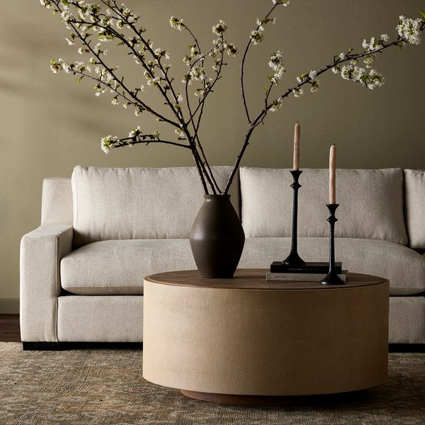 Crosby Round Coffee Table-Four Hands-FH-VBNA-CT998-Coffee TablesCharcoal Shagreen-3-France and Son
