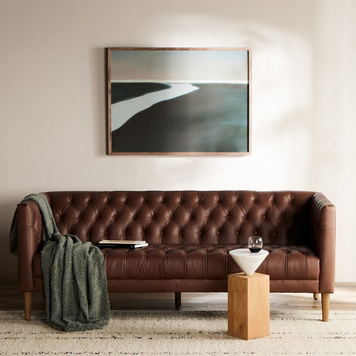 Smythe 90" Leather Sofa - Natural Washed Chocolate