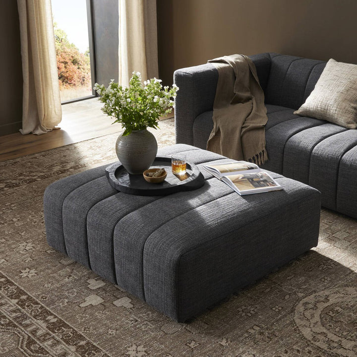 Build Your Own: Ashford Channeled Sectional - Ottoman - Saxon Charcoal