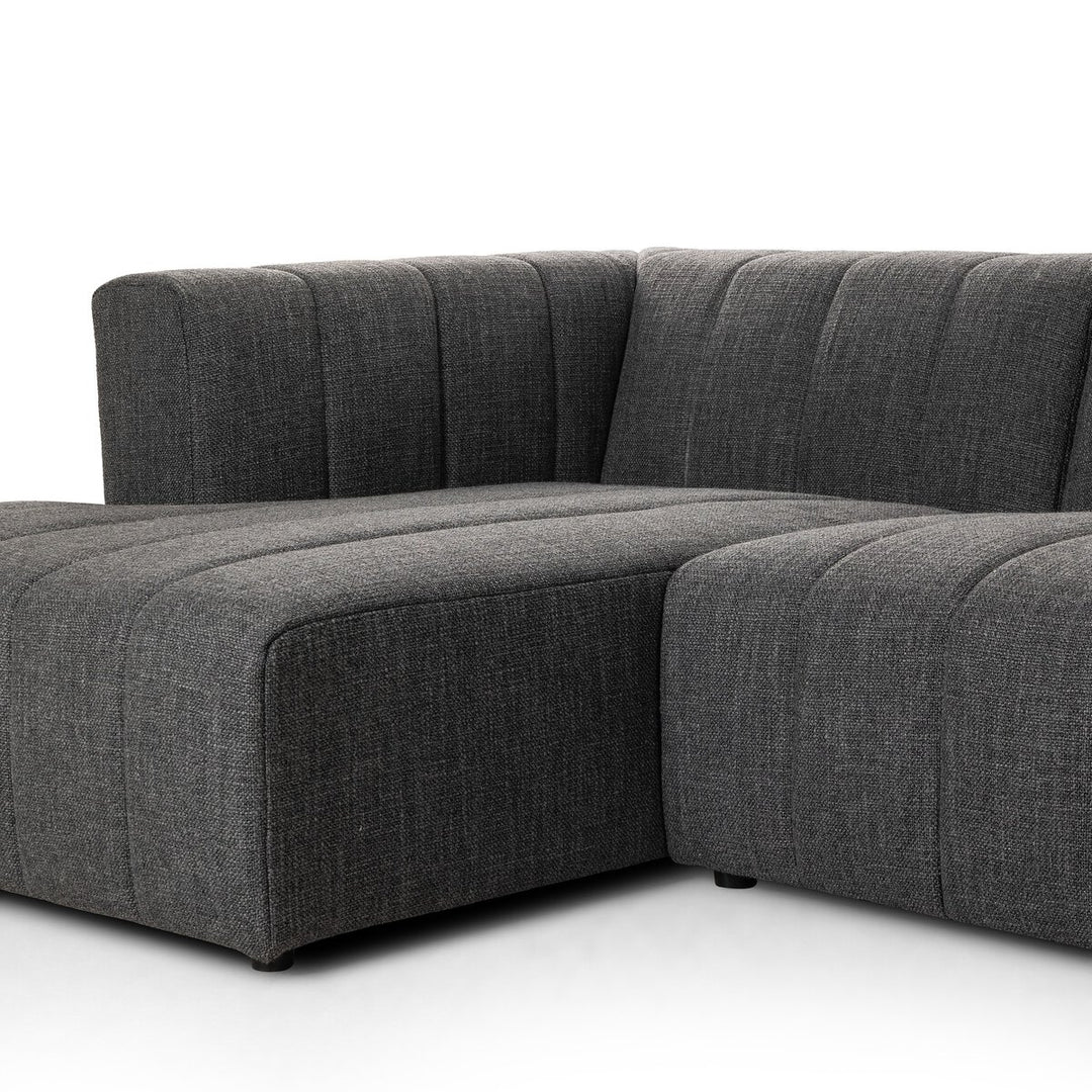 Ashford Channeled 3-Piece Sectional - Left Chaise - Saxon Charcoal