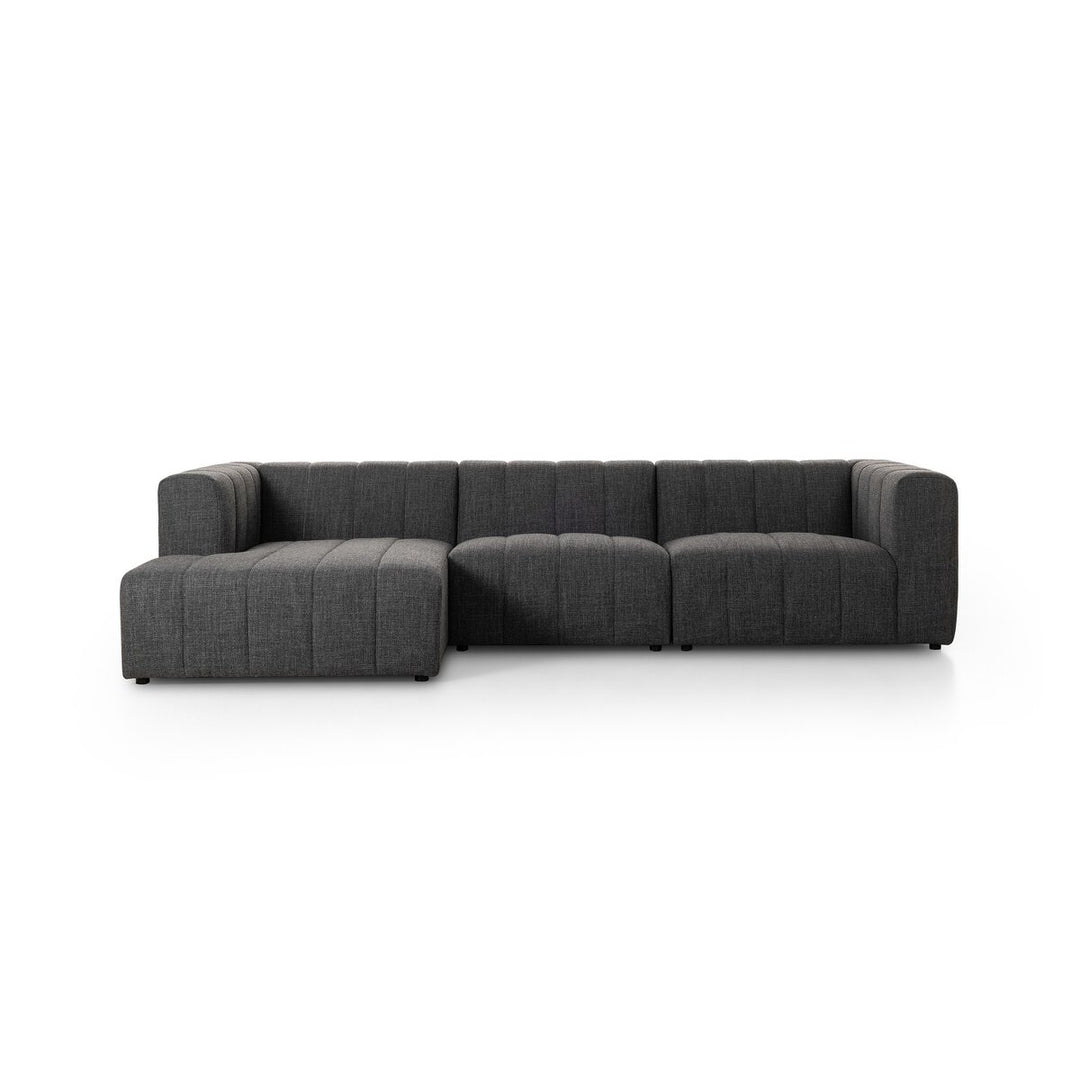 Ashford Channeled 3-Piece Sectional - Left Chaise - Saxon Charcoal