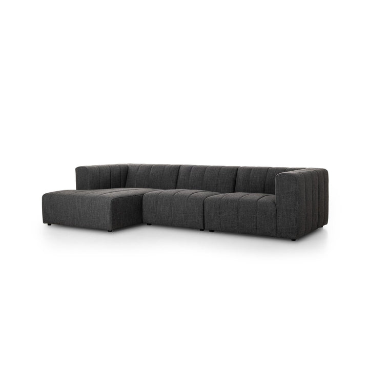 Ashford Channeled 3-Piece Sectional - Left Chaise - Saxon Charcoal