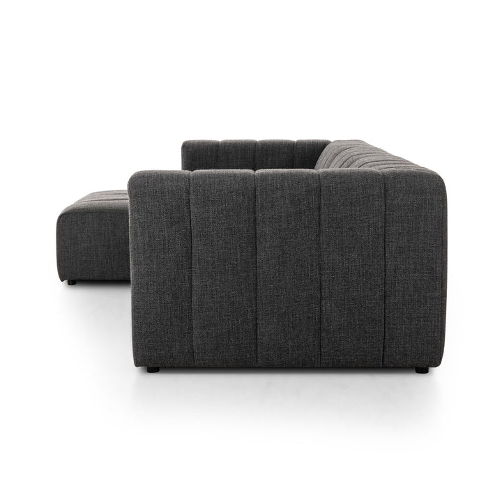 Ashford Channeled 3-Piece Sectional - Left Chaise - Saxon Charcoal