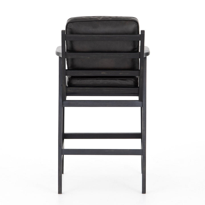 Brooks Counter Stool - Distressed Black Leather-Four Hands-STOCKR-FH-105914-006-Bar Stools-5-France and Son