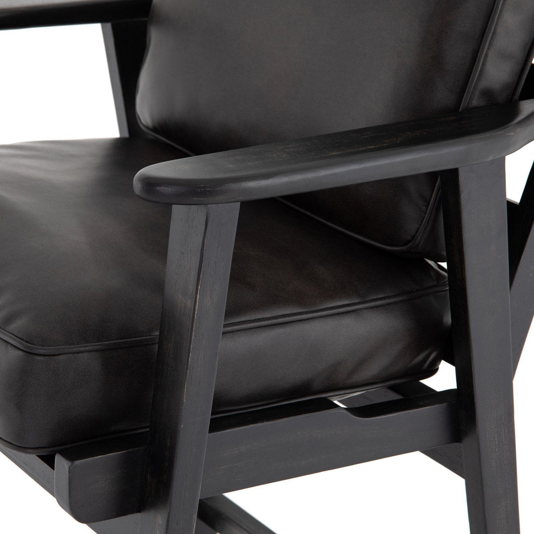 Brooks Counter Stool - Distressed Black Leather-Four Hands-STOCKR-FH-105914-006-Bar Stools-4-France and Son