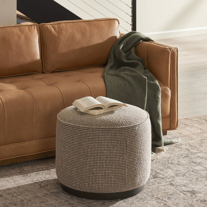 Radcliffe Round Ottoman - Barrow Taupe