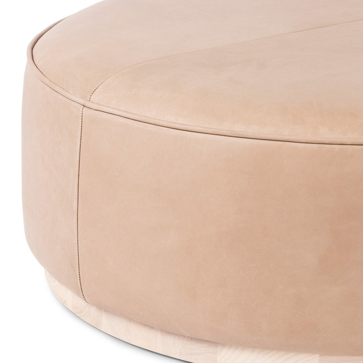 Spencer Large Round Ottoman - Harness Burlap