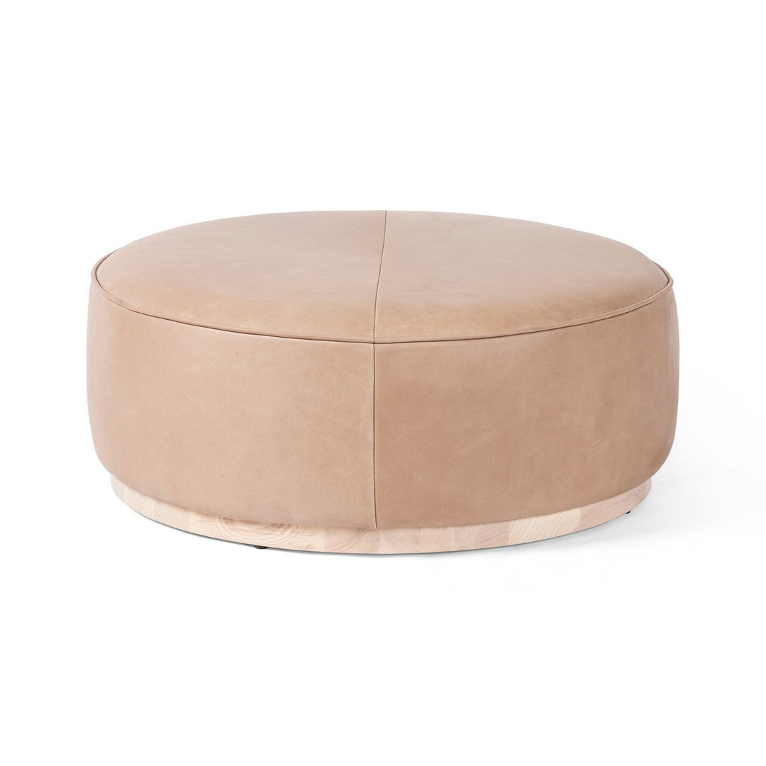 Spencer Large Round Ottoman - Harness Burlap