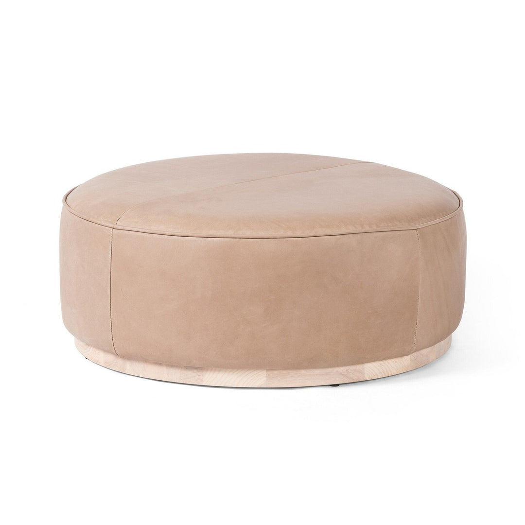 Spencer Large Round Ottoman - Harness Burlap