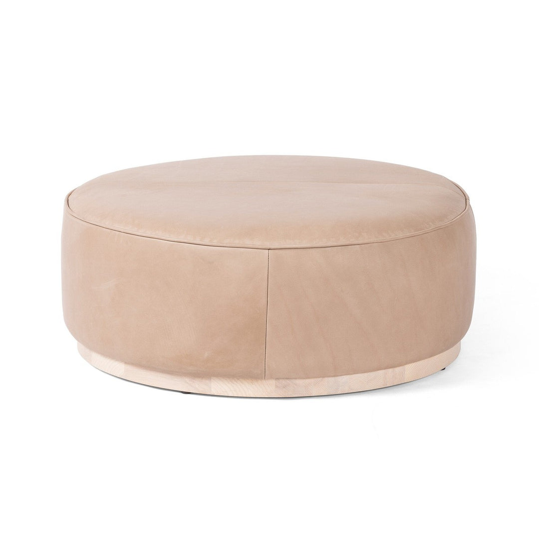 Spencer Large Round Ottoman - Harness Burlap