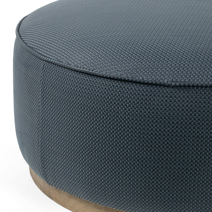 Spencer Large Round Ottoman - Fresno Cobalt