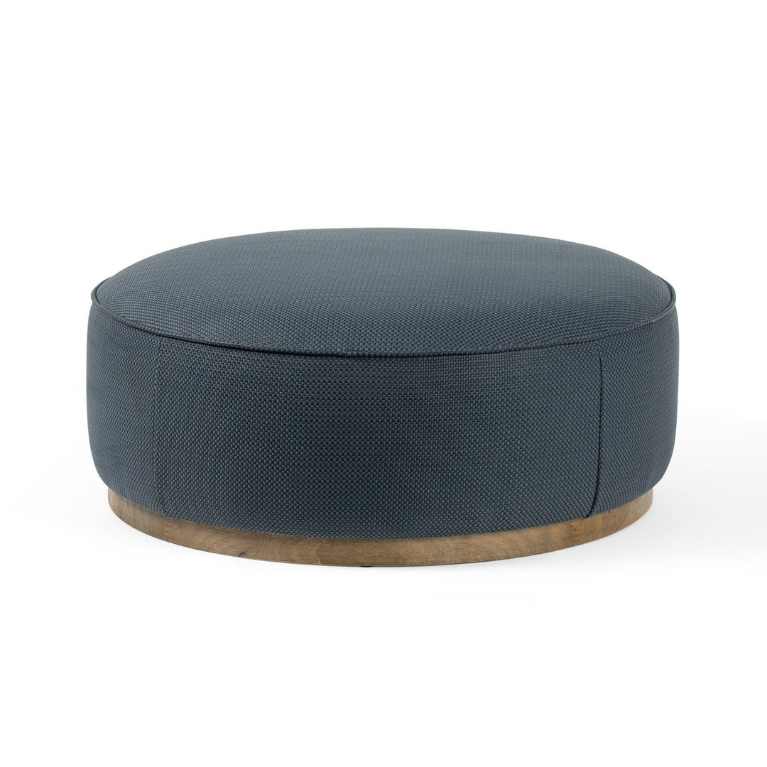 Spencer Large Round Ottoman - Fresno Cobalt