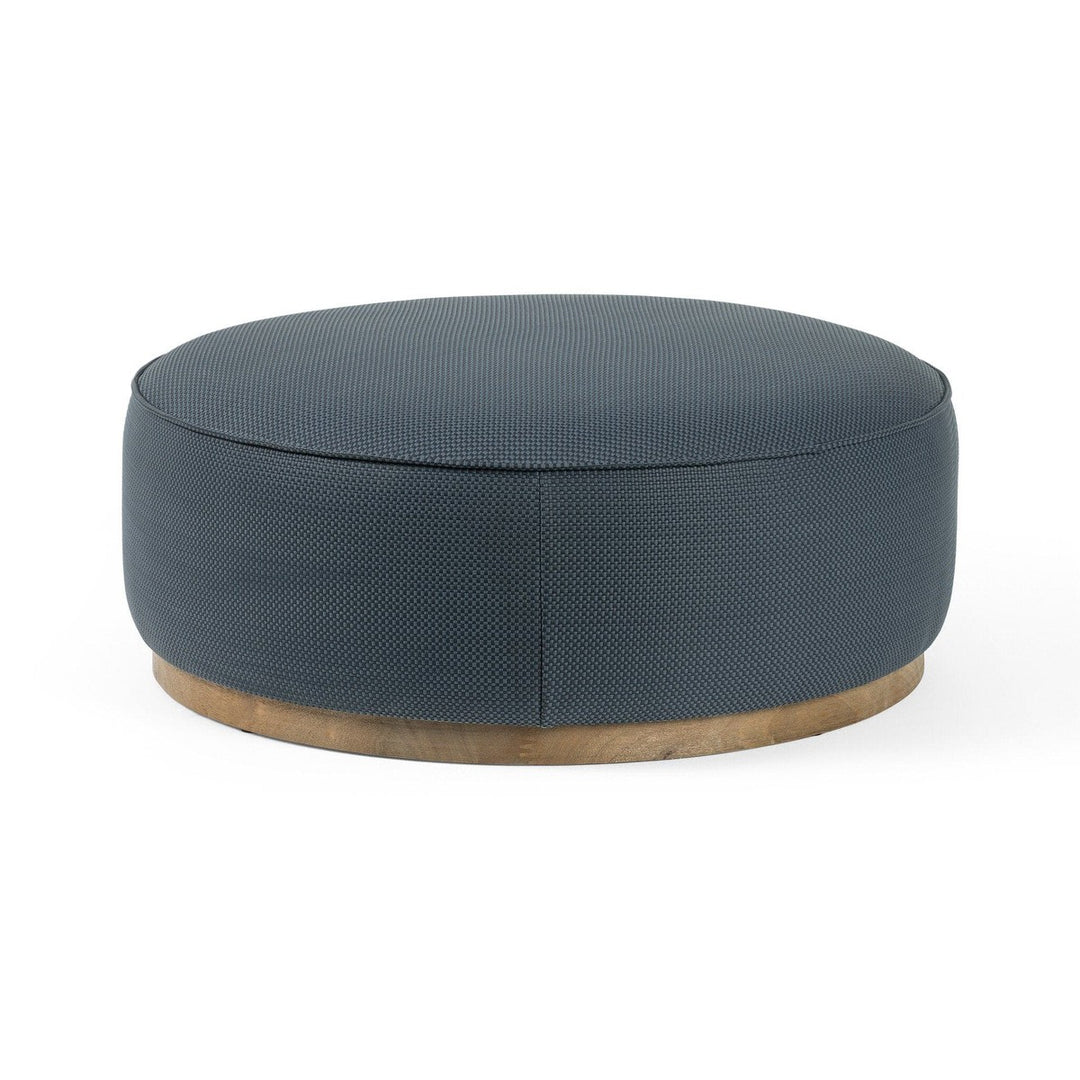 Spencer Large Round Ottoman - Fresno Cobalt