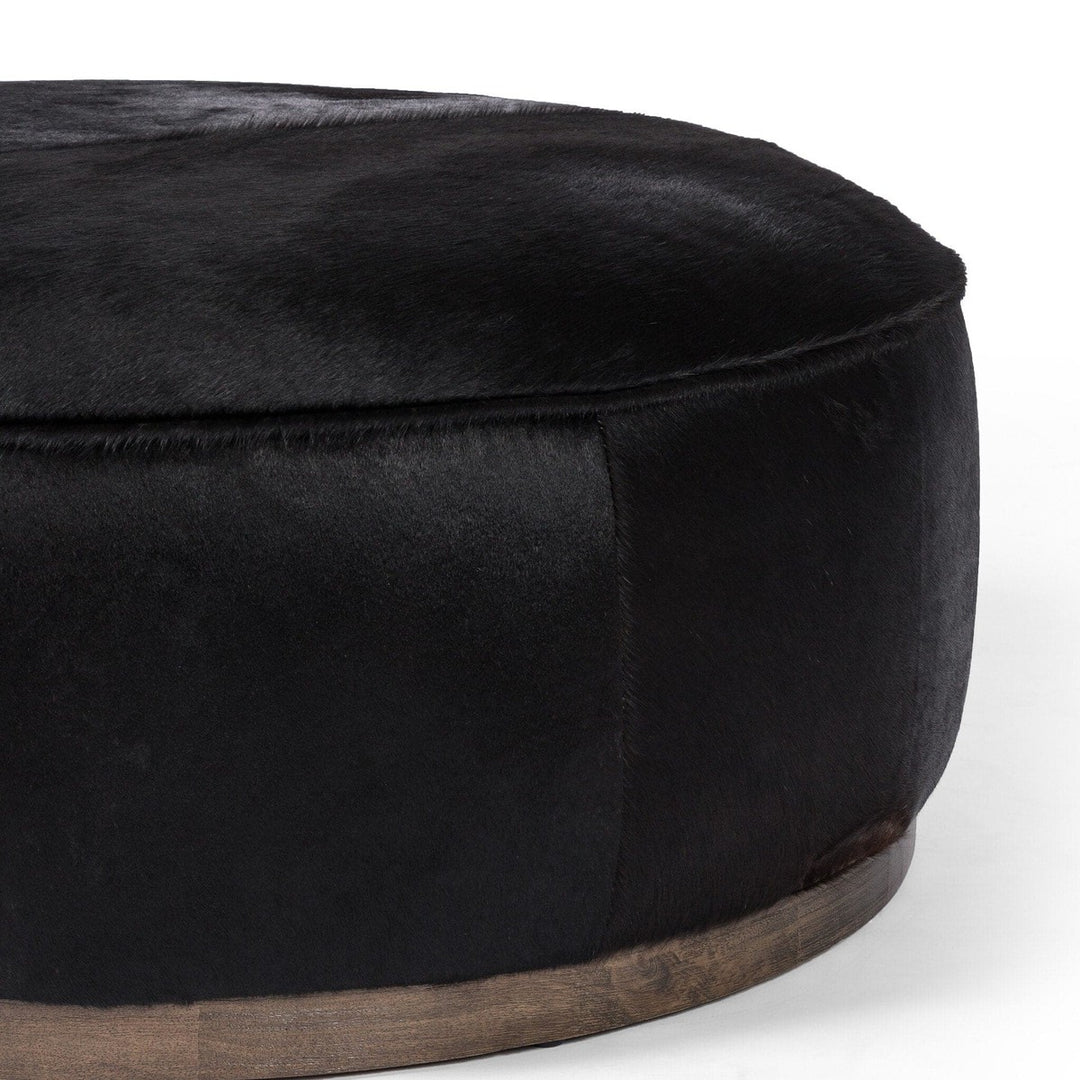 Spencer Large Round Ottoman - Dark Hair on Hide