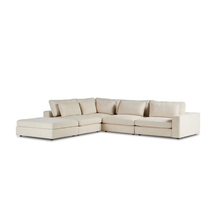 Chelsea 4-Piece Sectional W/ Ottoman - Right Arm Facing - Clairmont Ivory