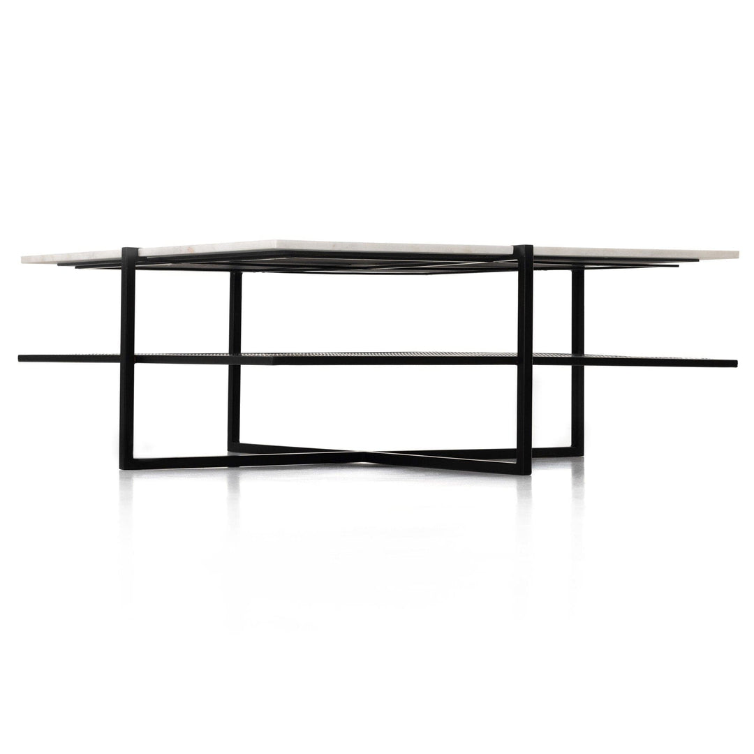 Olivia Square Coffee Table - Polished White Marble