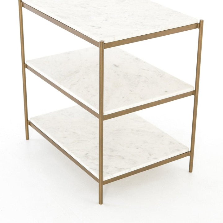 Finley Nightstand - Polished White Marble