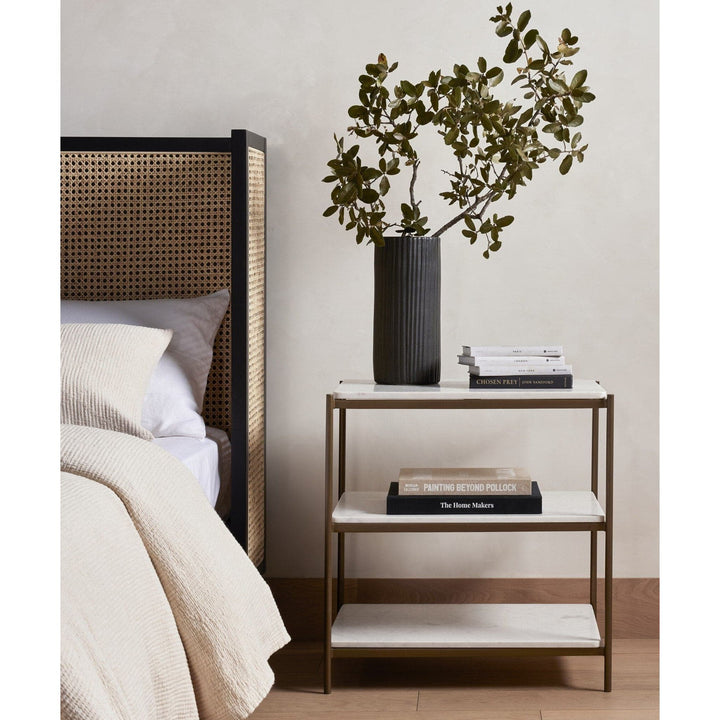 Finley Nightstand - Polished White Marble