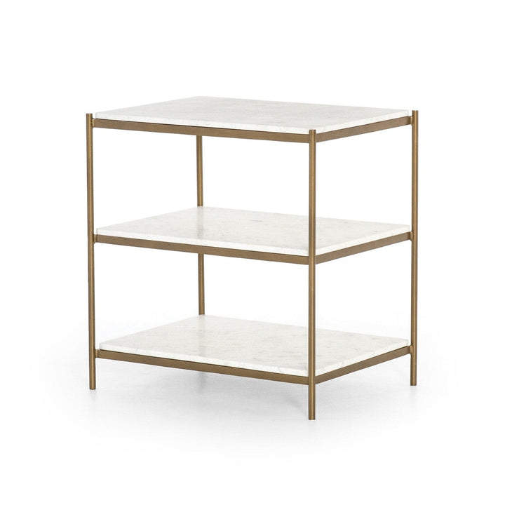 Finley Nightstand - Polished White Marble