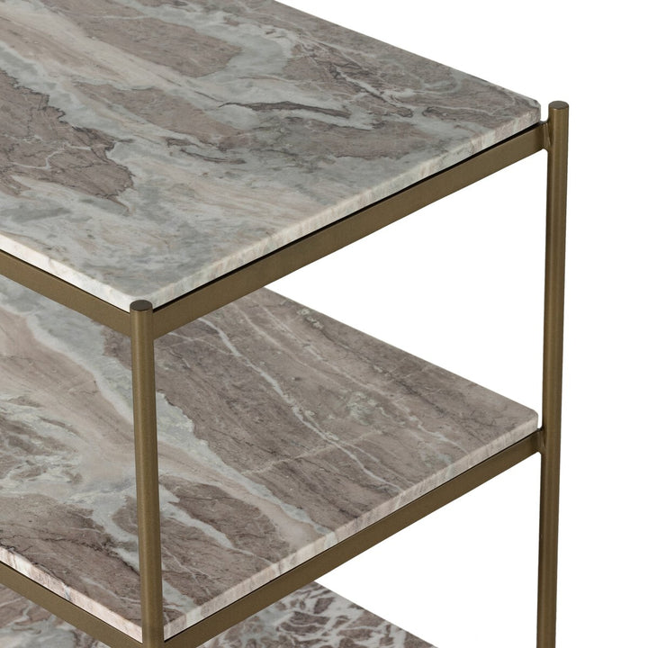 Oscar Nightstand - Antique Brass W/ Canyon Marble