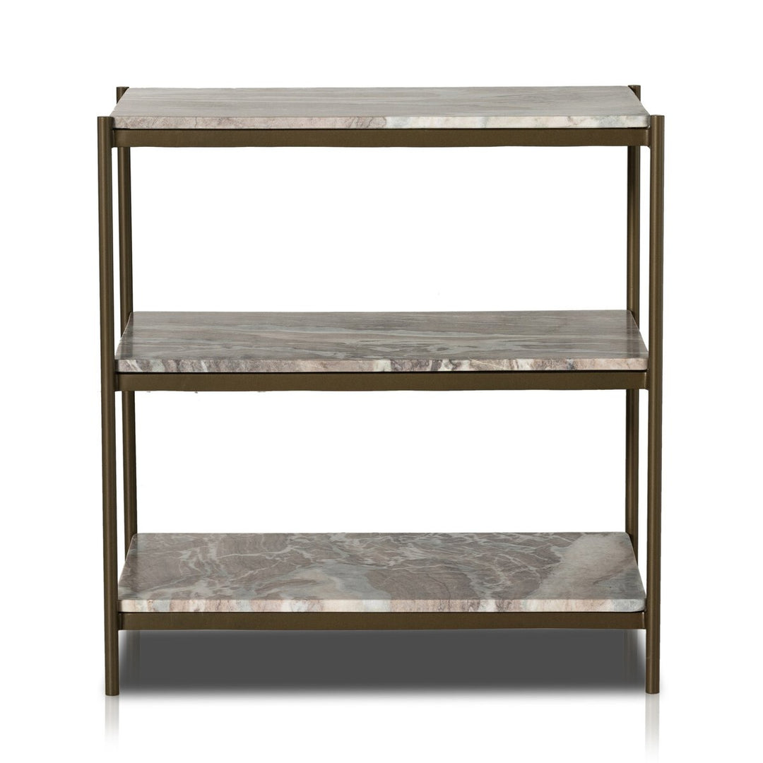 Oscar Nightstand - Antique Brass W/ Canyon Marble