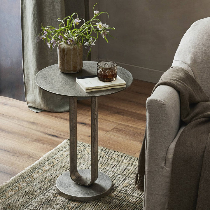 Winston End Table - Raw Antique Nickel