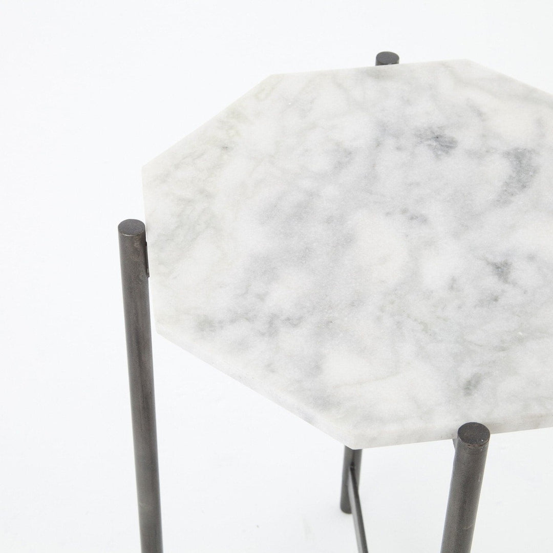 Aiden Side Table - Polished White Marble