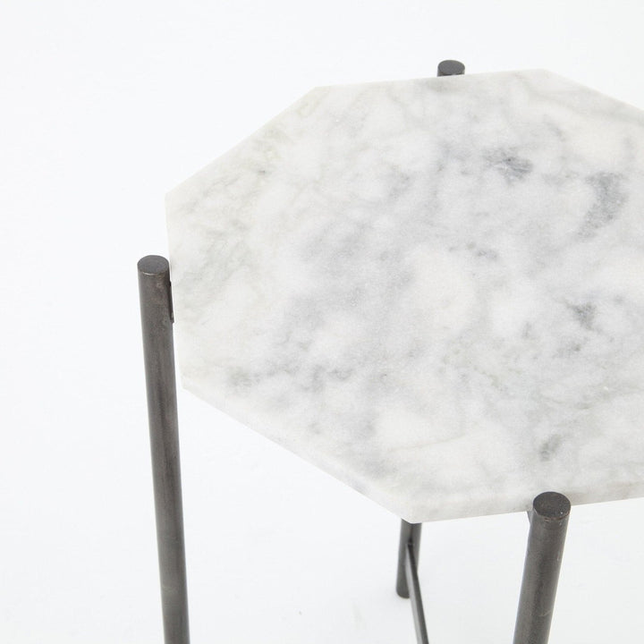 Aiden Side Table - Polished White Marble