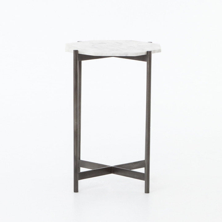 Aiden Side Table - Polished White Marble