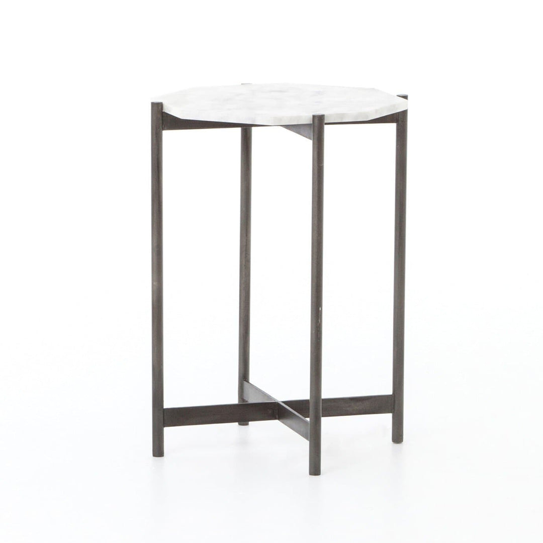 Aiden Side Table - Polished White Marble