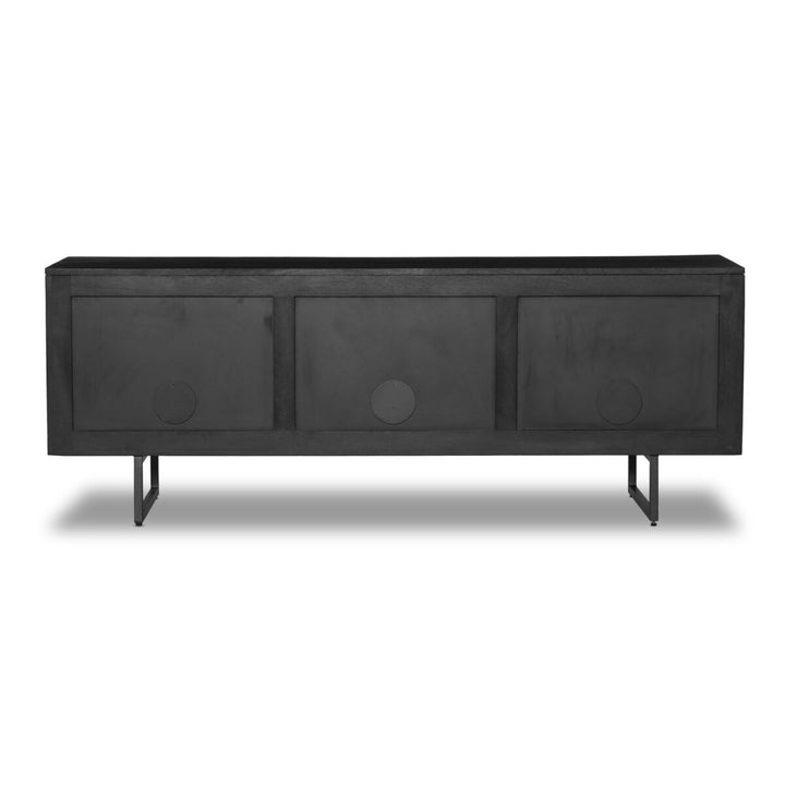 Monterey Media Console - Black Wash W/ Black Cane