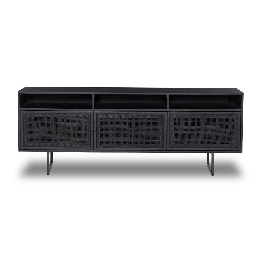 Monterey Media Console - Black Wash W/ Black Cane