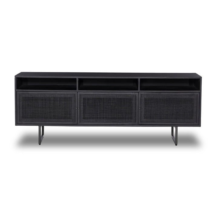 Monterey Media Console - Black Wash W/ Black Cane