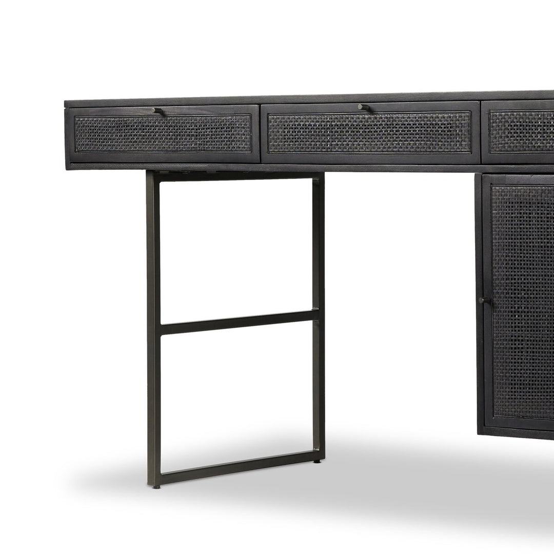 Monterey Desk - Black Wash W/ Black Cane