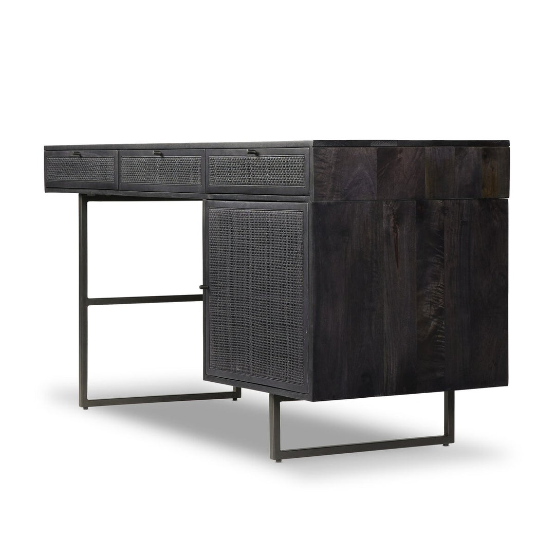 Monterey Desk - Black Wash W/ Black Cane